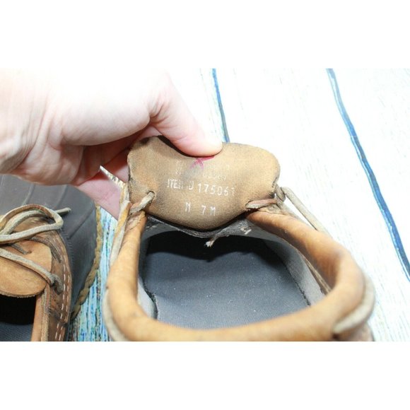 LL Bean Unlined Brown Leather Rubber Low Ankle Gum Shoe Duck Boots M 7 L 9 - Picture 6 of 10